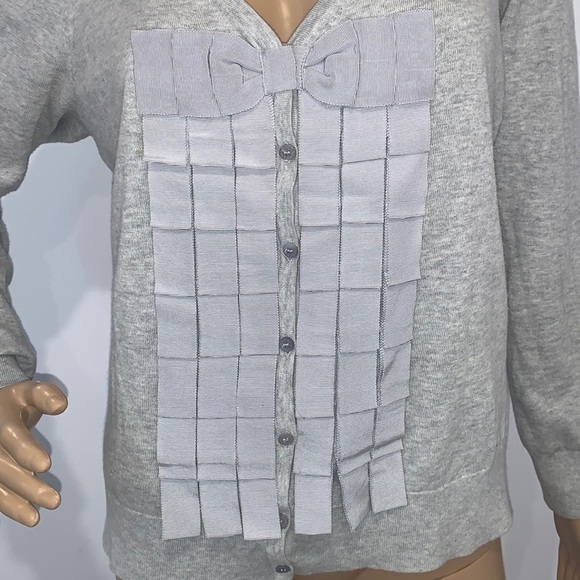 Ted BAKER LONDON Women Marle Grey Yalong Gros Grain Bow Cardigan size 4/US 10 - Picture 6 of 15
